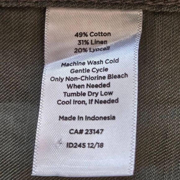 Talbots Womens Linen Blend Button Front Collared Utility Jacket Army Green Small - Picture 8 of 10